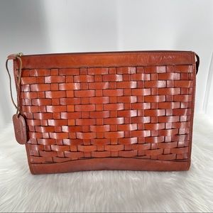 Rare Large Etienne Aigner Basketweave Leather Portfolio Bag Case